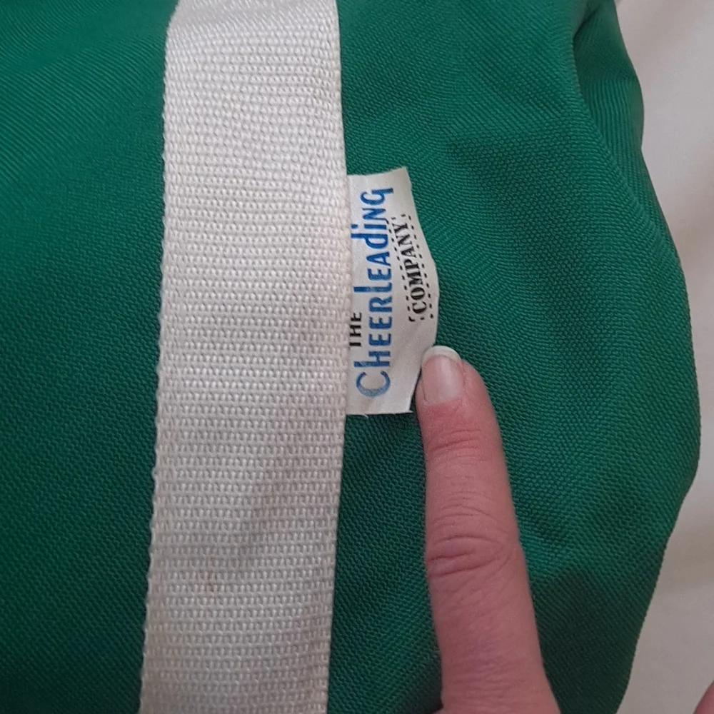 Green and White Cheerleader Canvas Barrel Duffle Gym Bag